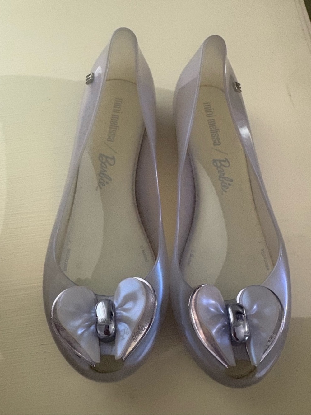 Mini Melissa Lilac Jelly Ballet Flats with Bow Accent
